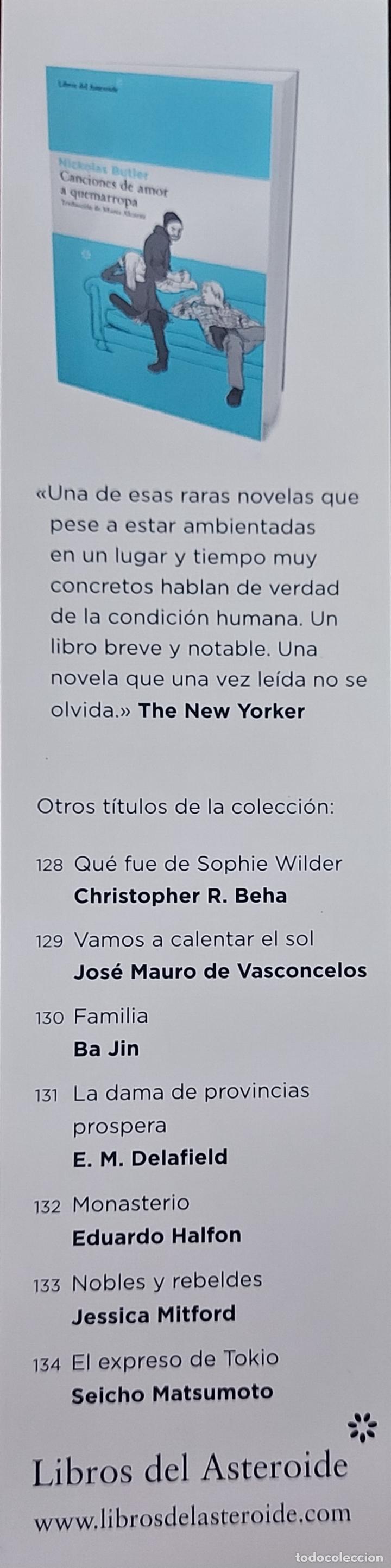 Sammeln von Lesezeichen: MARCAPAGINAS - LIBROS DE ASTEROIDE - CANCIONES DE AMOR A QUEMARROPA - NICKOLAS BUTLER - N&ordm; 135