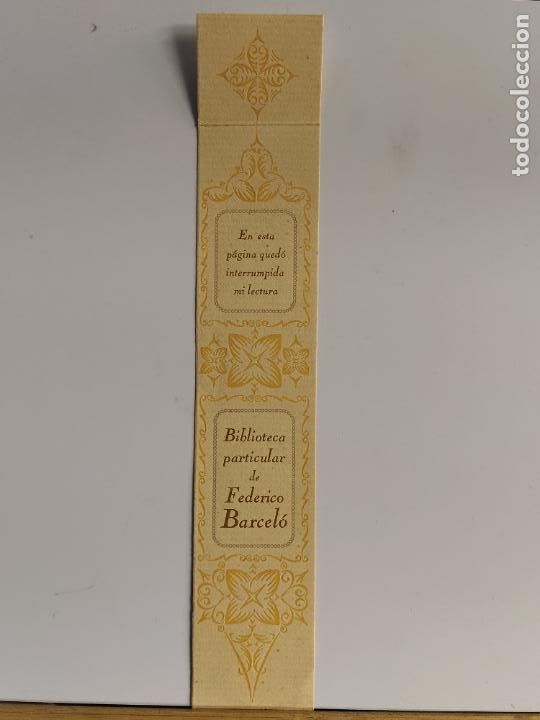 Coleccionismo Marcap&aacute;ginas: BIBLIOTECA FEDERICO BARCEL&Oacute; - PUNTO DE LIBRO MARCAPAGINAS PUBLICIDAD ANTIGUA -VER FOTOS-(K-11.775)