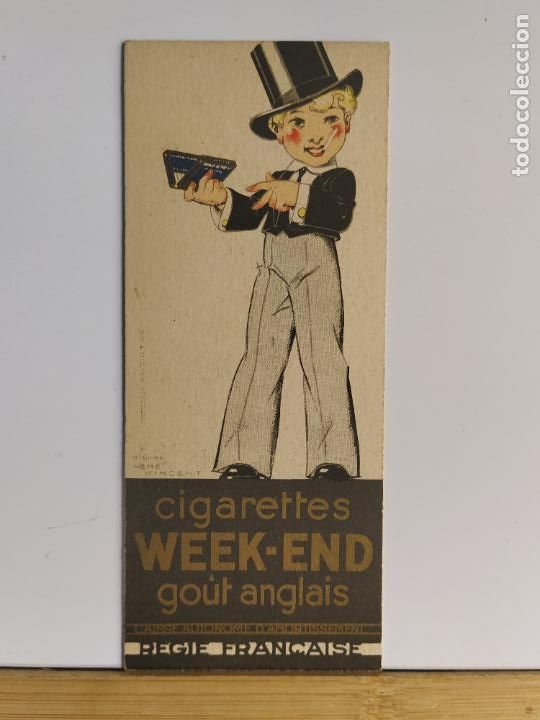 Coleccionismo Marcap&aacute;ginas: CIGARROS WEEK END - PUNTO DE LIBRO MARCAPAGINAS PUBLICIDAD ANTIGUA -VER FOTOS-(K-11.775)