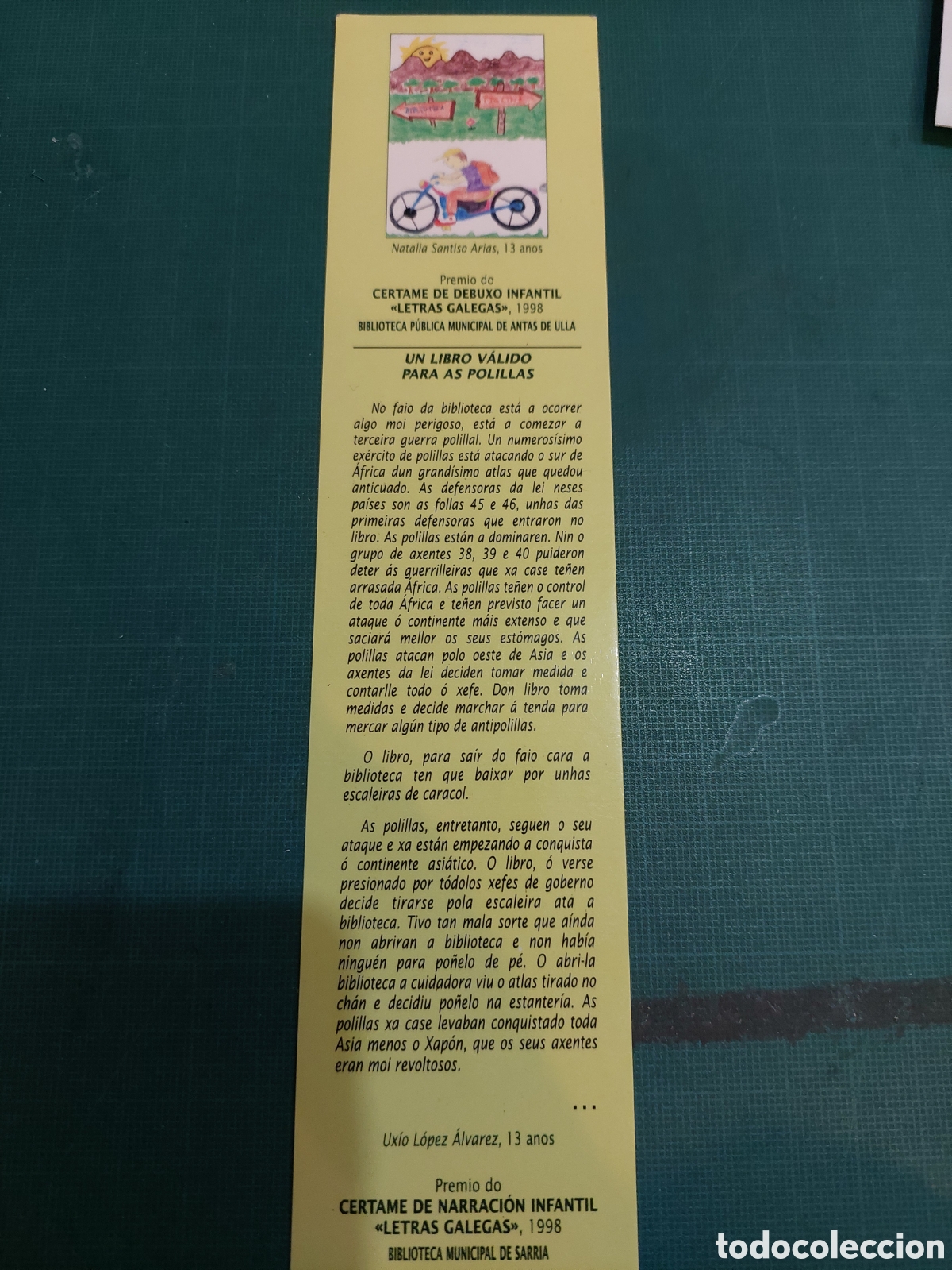 Coleccionismo Marcap&aacute;ginas: Certame dibujo letras galegas 1998 sarria biblioteca