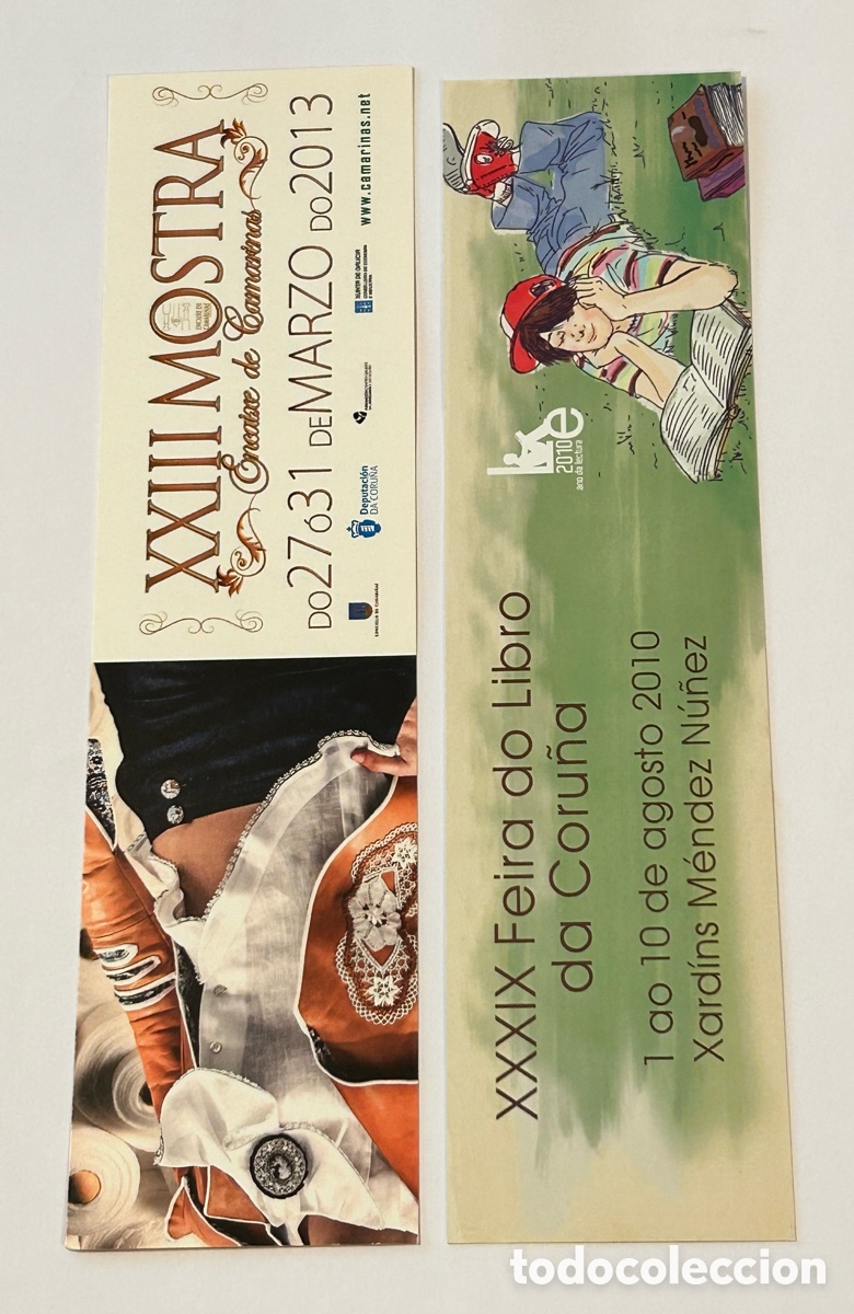 Collectables Bookmark: LOTE 2 MARCAP&Aacute;GINAS/PUNTO DE LIBRO XUNTA DE GALICIA. FEIRA LIBRO CORU&Ntilde;A. MOSTRA ENCAIXE CAMARI&Ntilde;AS
