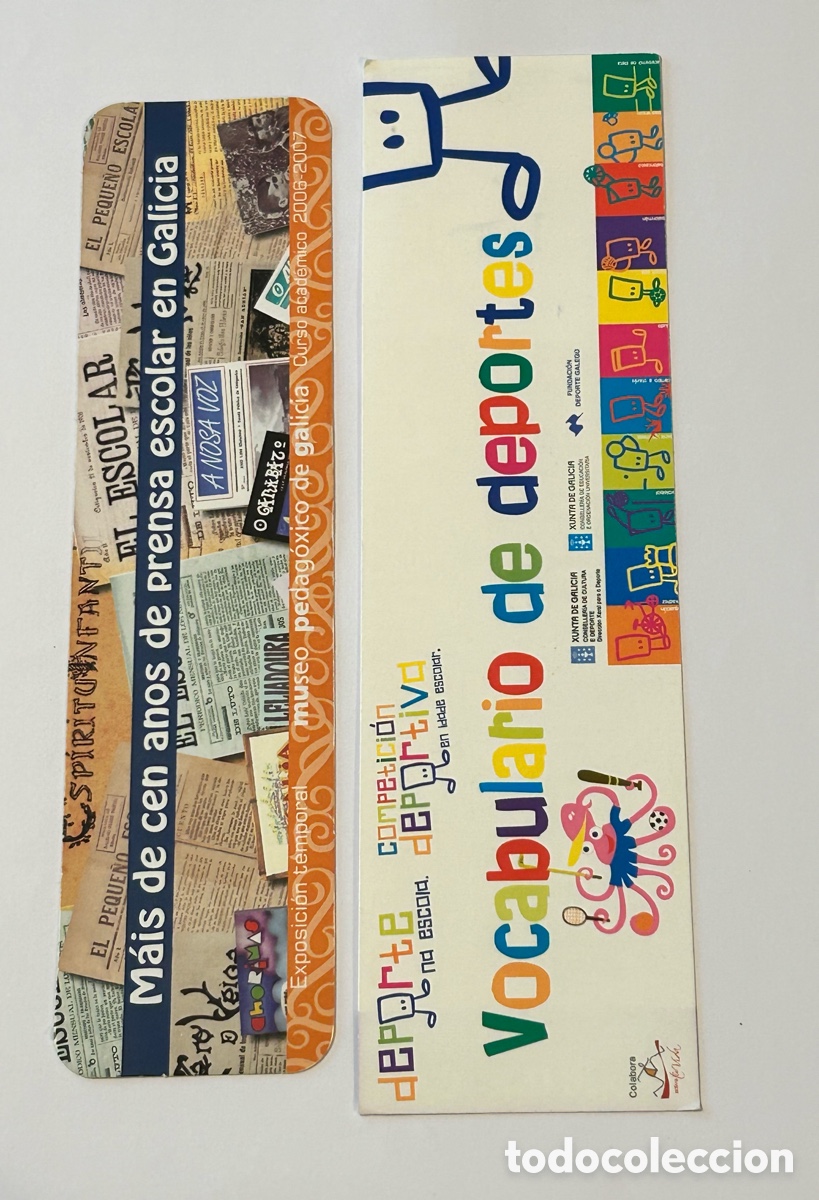 Collectables Bookmark: LOTE 2 MARCAP&Aacute;GINAS/PUNTO DE LIBRO XUNTA DE GALICIA. MUPEGA. DEPORTE.PRENSA NA ESCOLA