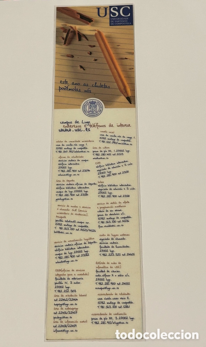 Collectables Bookmark: MARCAP&Aacute;GINAS USC UNIVERSIDAD DE SANTIAGO DE COMPOSTELA