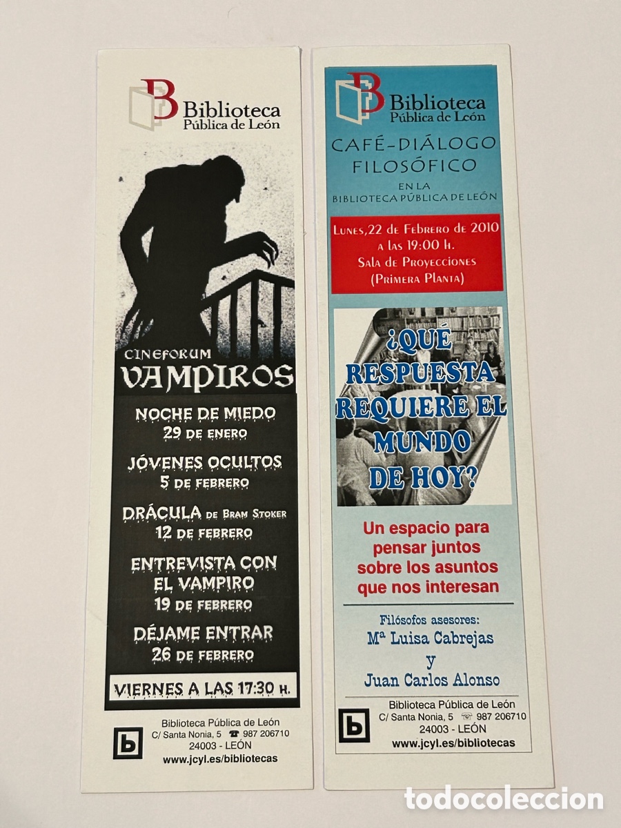 Collectables Bookmark: LOTE 14 MARCAP&Aacute;GINAS/PUNTO DE LIBRO BIBLIOTECA P&Uacute;BLICA DE LE&Oacute;N