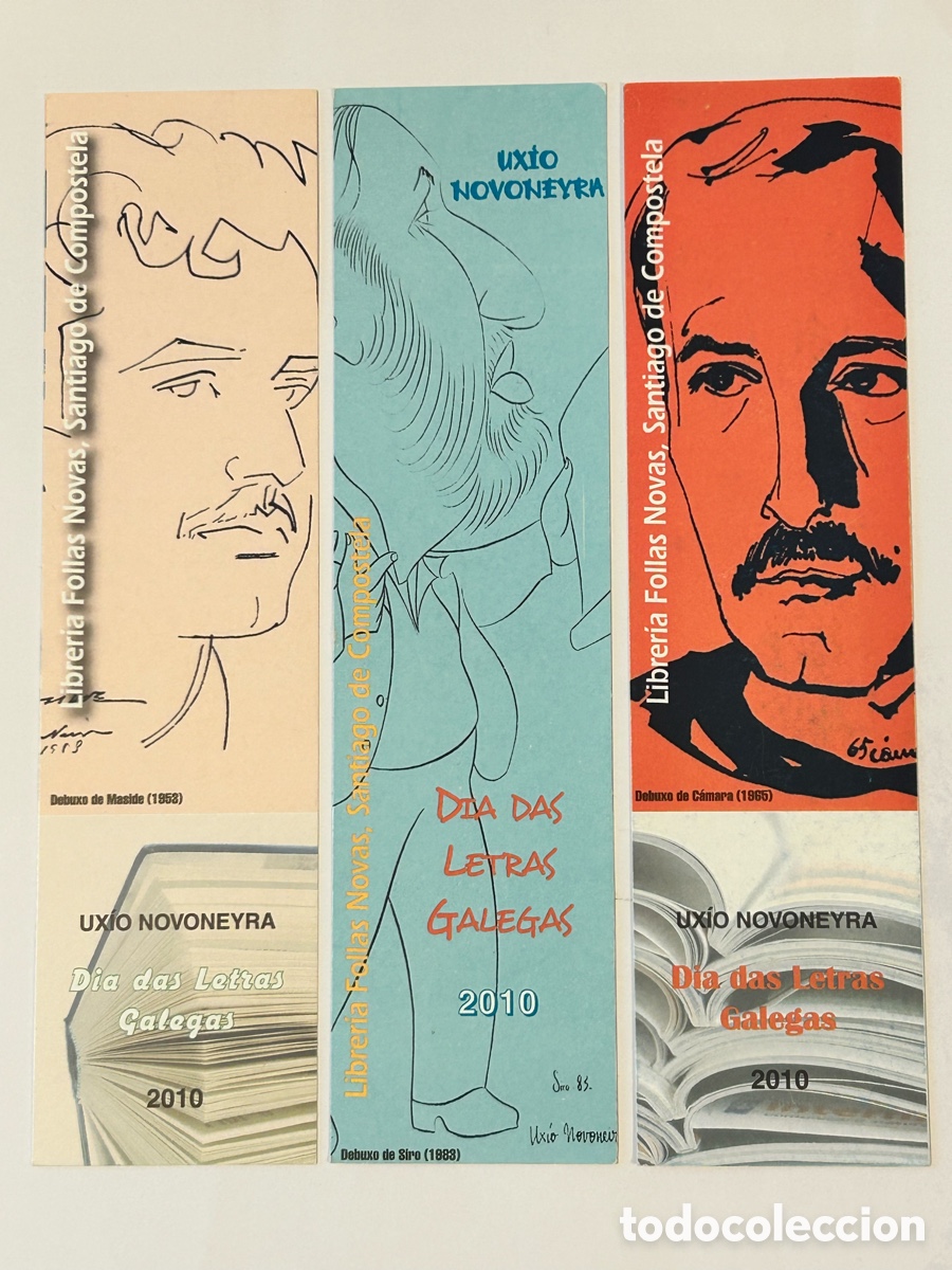Sammeln von Lesezeichen: LOTE 3 MARCAP&Aacute;GINAS/PUNTO DE LIBRO UX&Iacute;O NOVONEYRA. FOLLAS NOVAS. LETRAS GALEGAS 2010