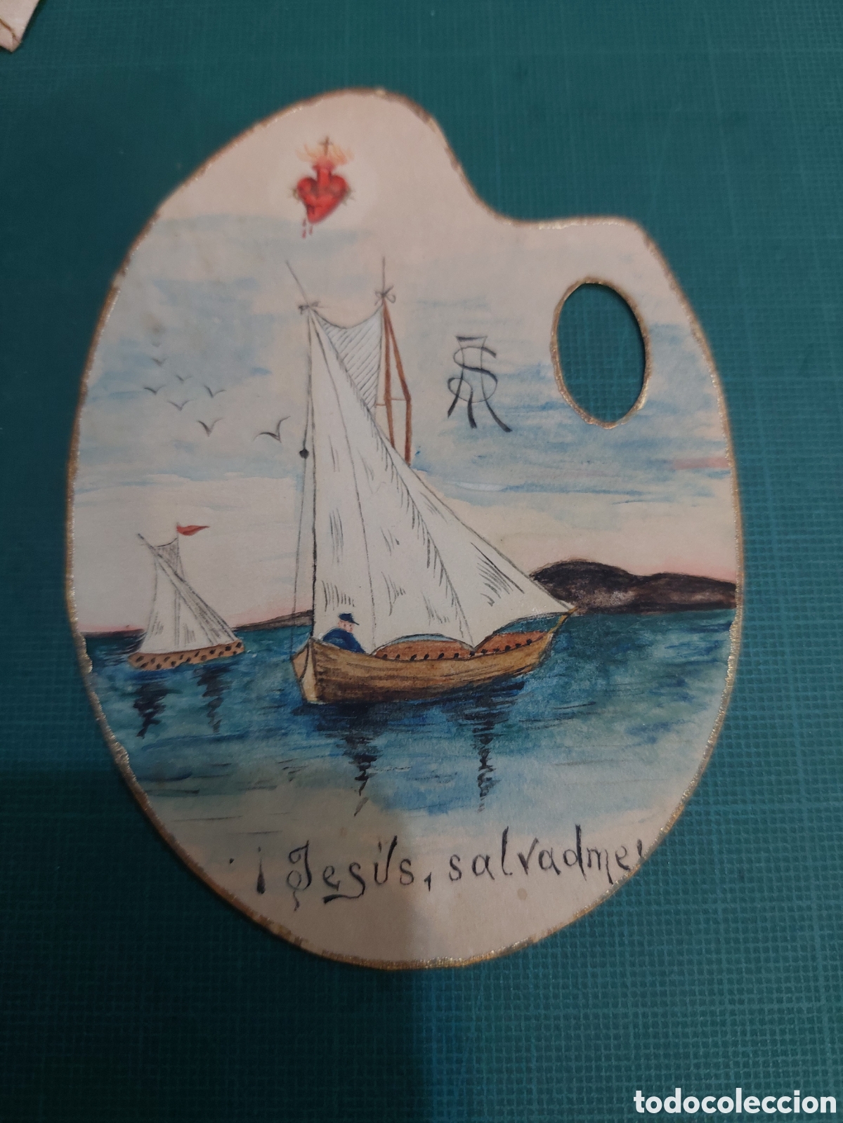 Coleccionismo Marcap&aacute;ginas: Jes&uacute;s, Salvador marcapagina paleta pintura barcos mar sagrado coraz&oacute;n