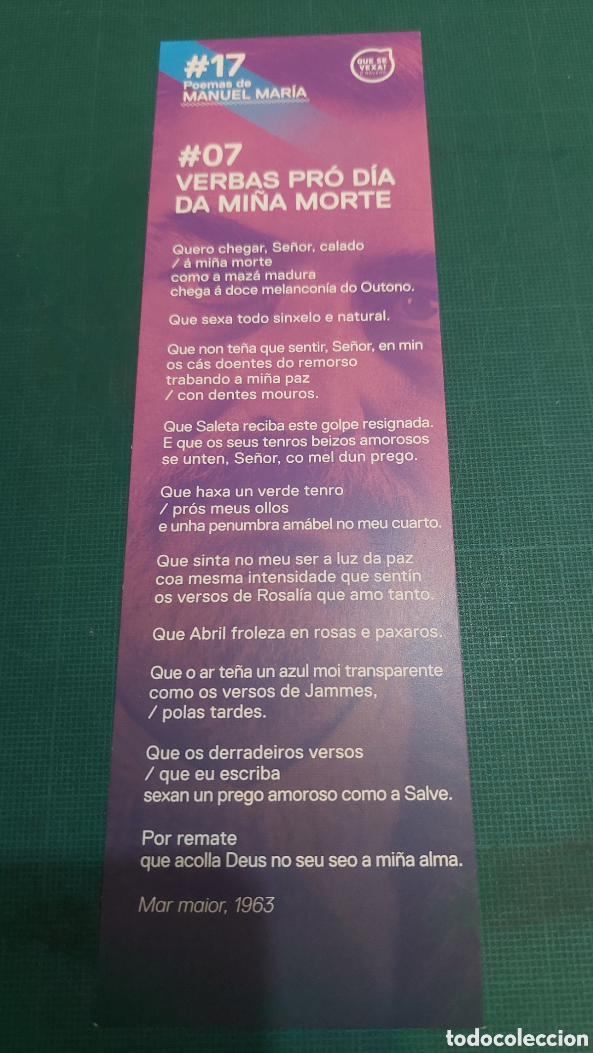 Coleccionismo marcap&aacute;ginas: Letras galegas Manuel Maria - Foto 2