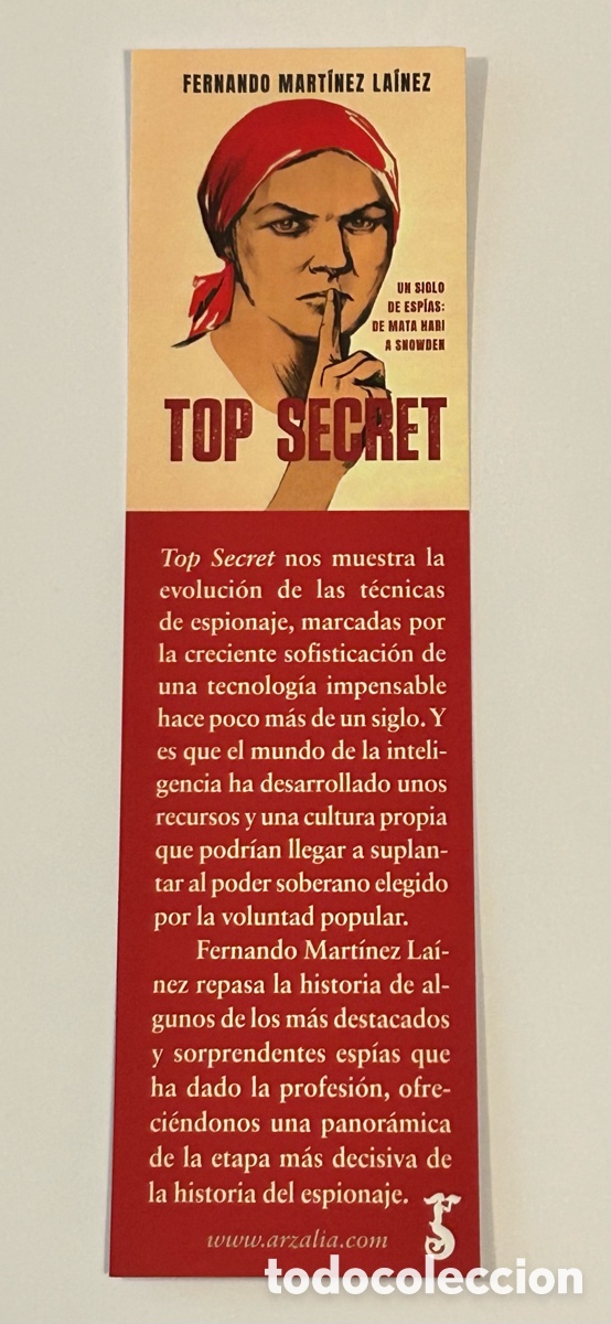 Collectables Bookmark: MARCAP&Aacute;GINAS/PUNTO DE LIBRO TOP SECRET. EDITORIAL ARZALIA. MART&Iacute;NEZ LA&Iacute;NEZ