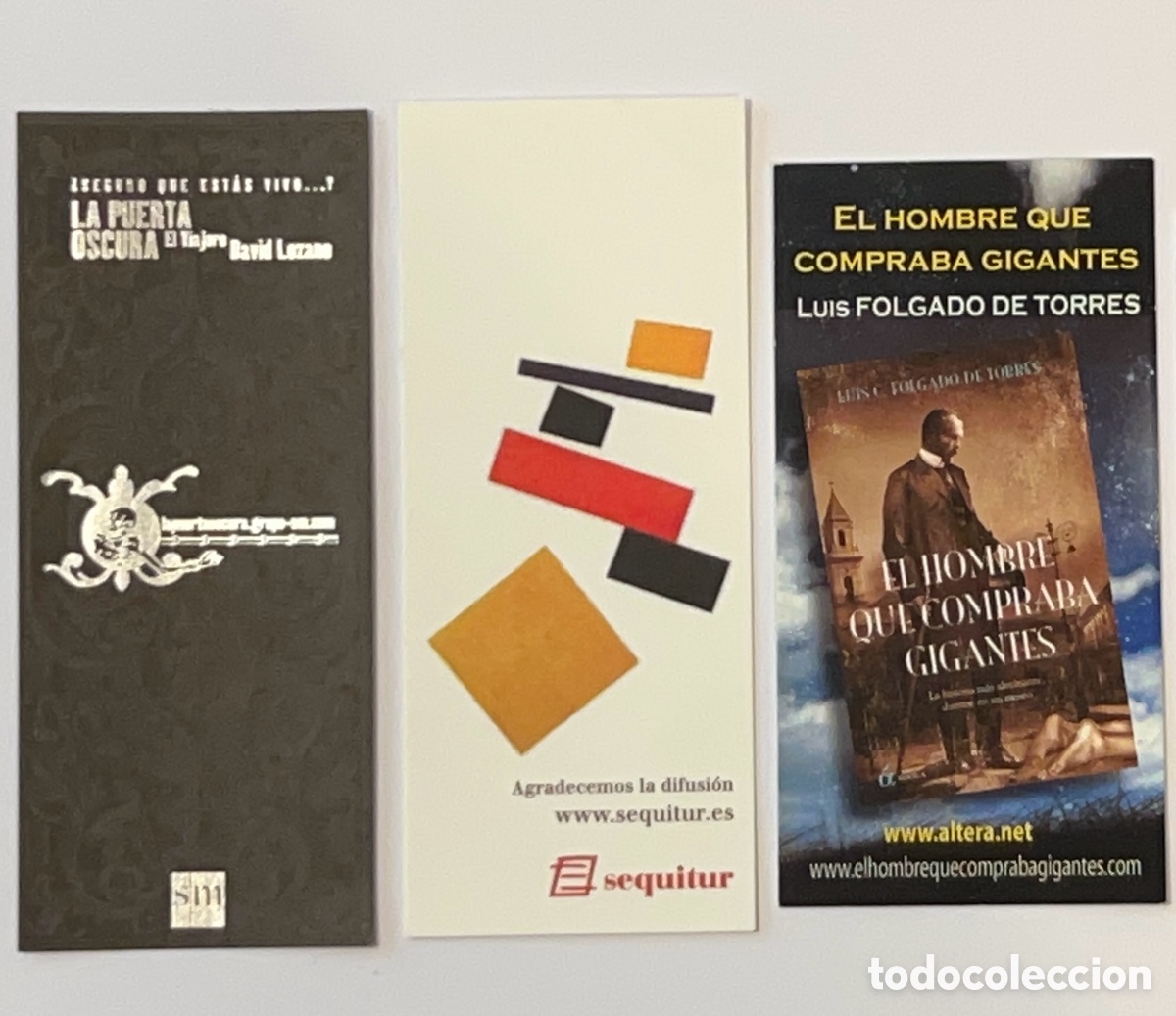 Collectables Bookmark: LOTE 3 MARCAP&Aacute;GINAS PEQUE&Ntilde;O TAMA&Ntilde;O. SEQUITUR. ALTERA. SM