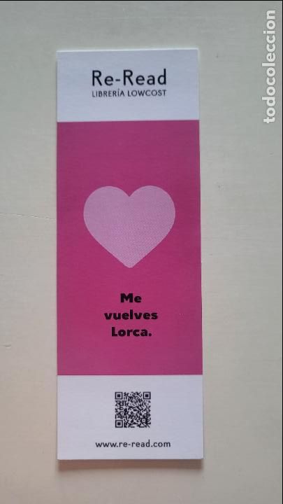 Collectables Bookmark: MARCAPAGINAS PUNT DE LLIBRE LLIBRERIA RE-READ BARCELONA CREU COBERTA ME VUELVES LORCA