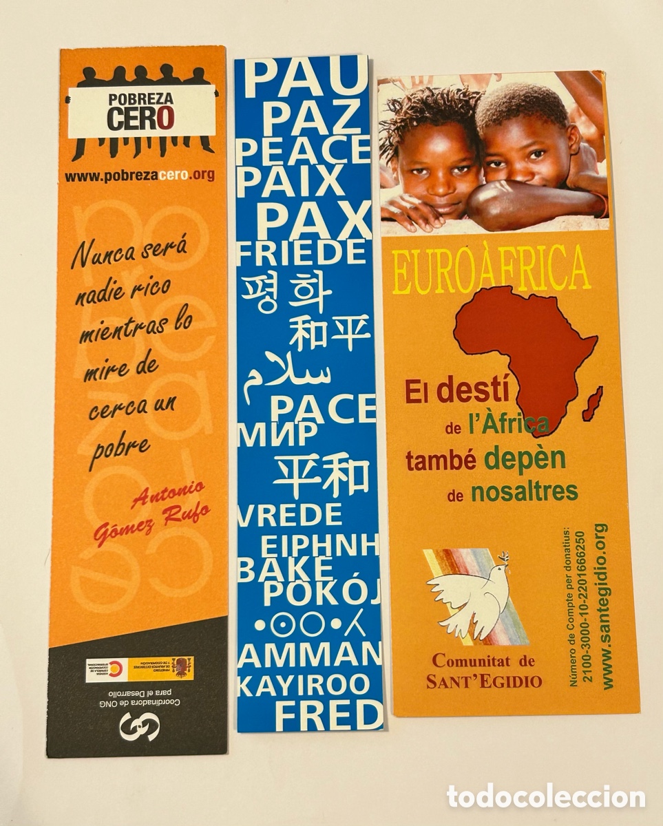 Collectables Bookmark: LOTE 9 MARCAP&Aacute;GINAS/PUNTO DE LIBRO MANOS UNIDAS, UNICEF, ALDEAS INFANTILES, OXFAM. SOLIDARIDAD
