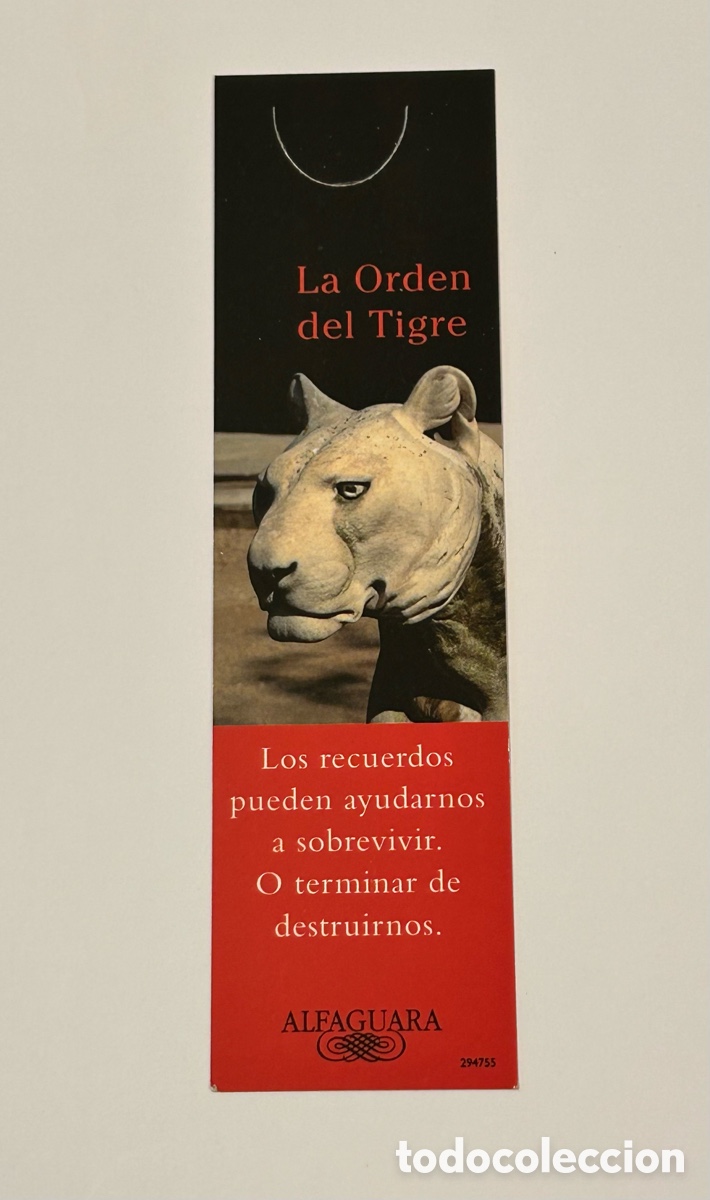 Collectables Bookmark: MARCAP&Aacute;GINAS LA ORDEN DEL TIGRE. J.J. ARMAS MARCELO. EDITORIAL ALFAGUARA