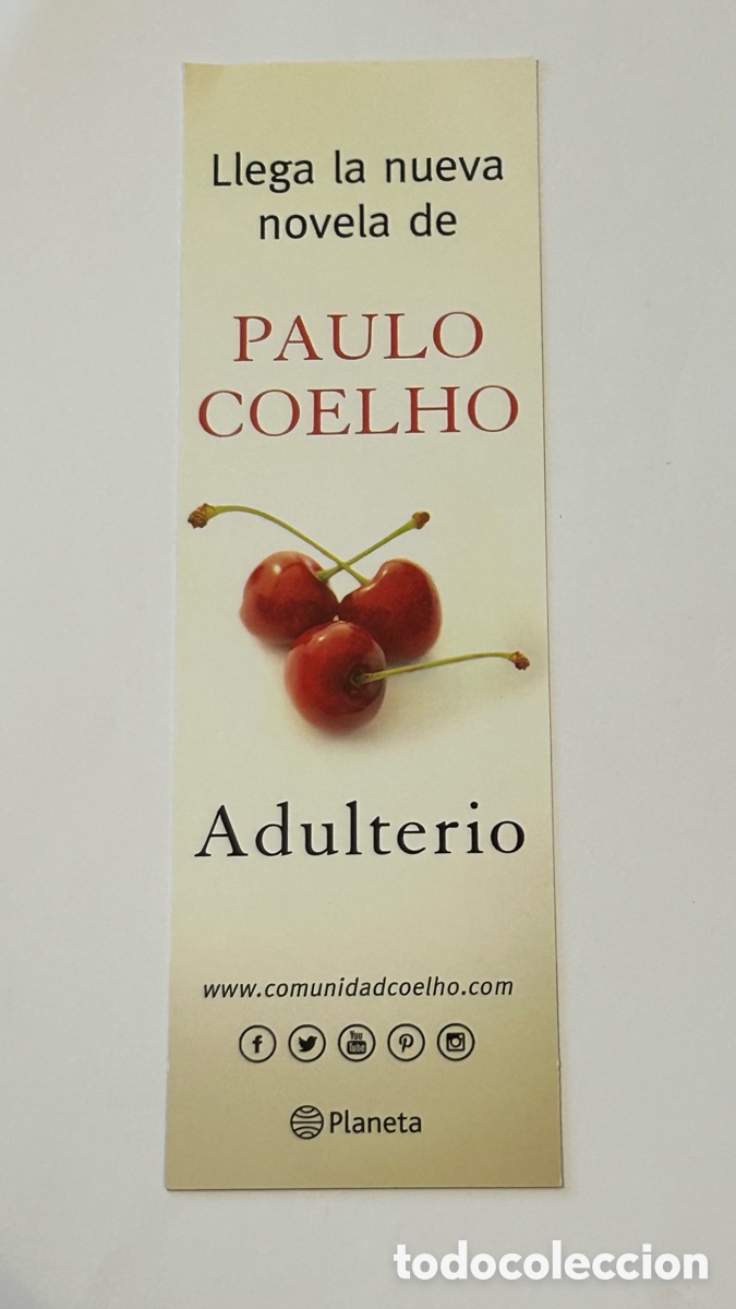 Collectables Bookmark: MARCAP&Aacute;GINASA ADULTERIO. PAULO COELHO. EDITORIAL PLANETA