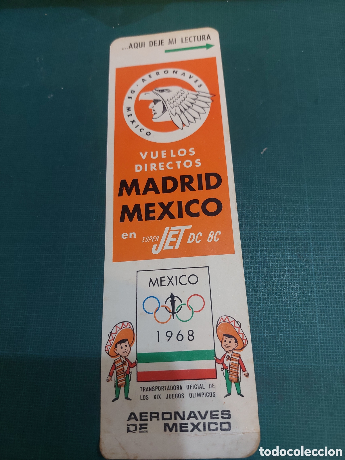 Coleccionismo marcap&aacute;ginas: 1968 olimpiadas aerolineas mexico marcapaginas - Foto 2