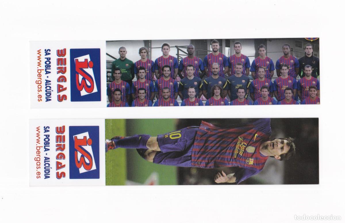 Coleccionismo Marcap&aacute;ginas: Marcapaginas librer&iacute;a Bergas de Alcudia Alicante, antigua plantilla del F.C. Barcelona