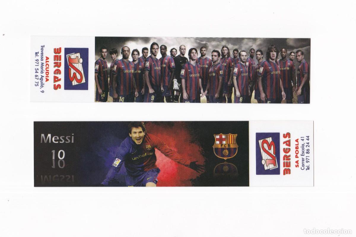 Coleccionismo Marcap&aacute;ginas: Marcapaginas librer&iacute;a Bergas de Alcudia Alicante, antigua plantilla del F.C. Barcelona
