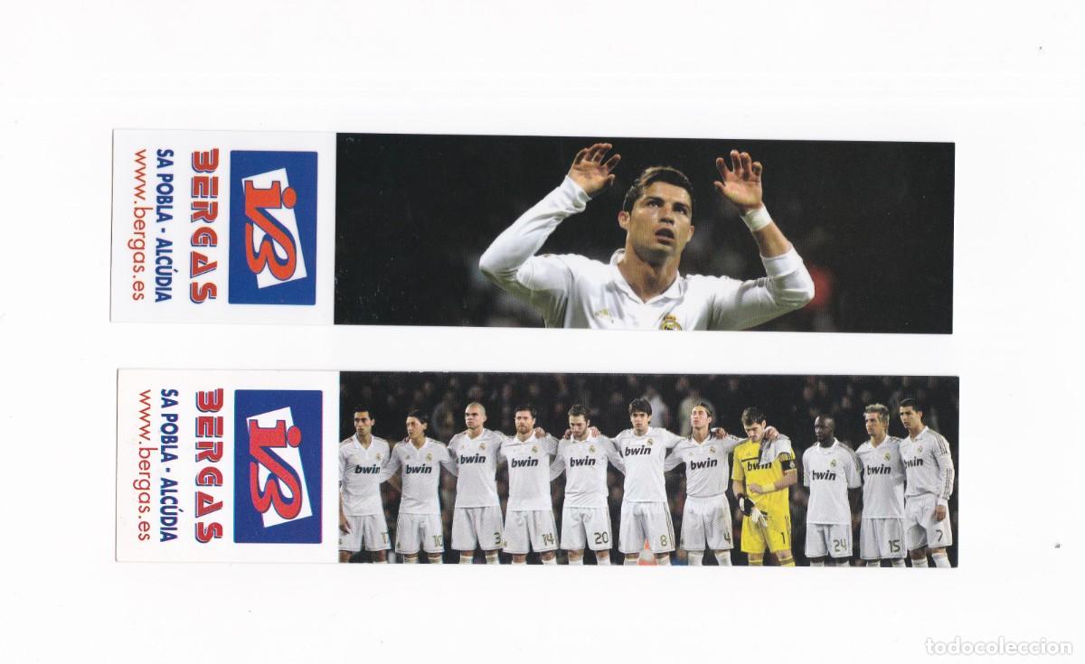 Coleccionismo Marcap&aacute;ginas: Marcapaginas librer&iacute;a Bergas de Alcudia Alicante, antigua plantilla del Real Madrid