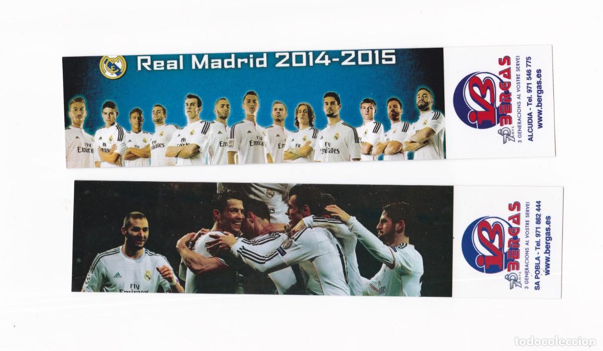 Coleccionismo Marcap&aacute;ginas: Marcapaginas librer&iacute;a Bergas de Alcudia Alicante, antigua plantilla del Real Madrid