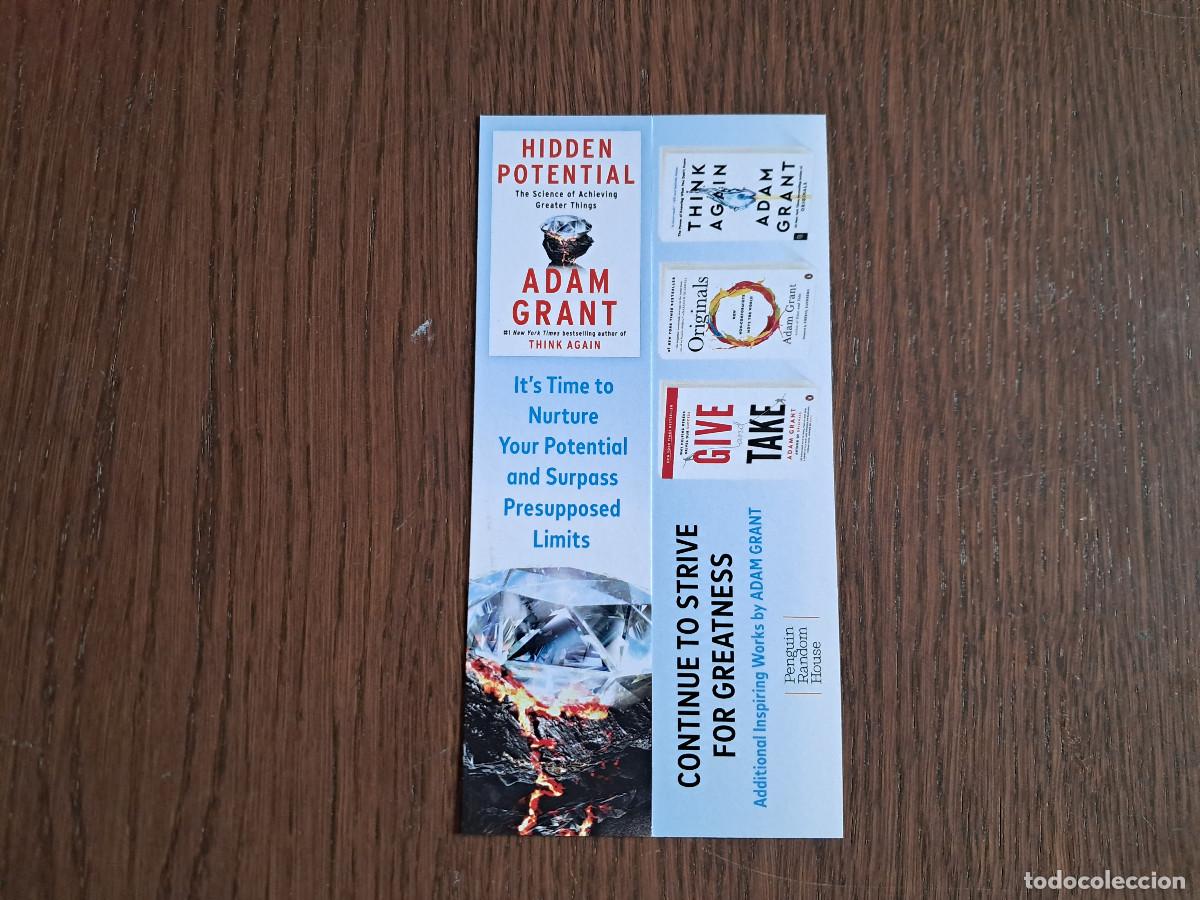 Collectables Bookmark: marcap&aacute;ginas, punto de libro, Hidden potential, Adam Grant. Penguim Random house.