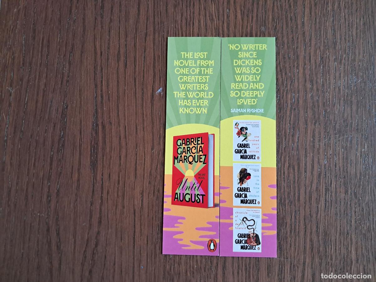 Collectables Bookmark: marcap&aacute;ginas, punto de libro, Until August, Gabriel Garc&iacute;a M&aacute;rquez. Penguin Random house.