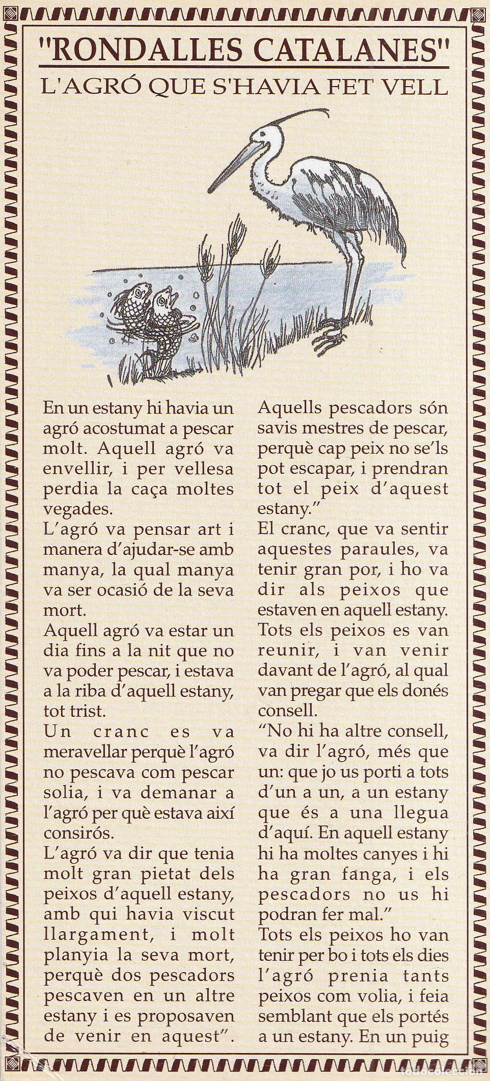 Collectables Bookmark: PUNT DE LLIBRE &ndash; RONDALLES CATALANES &ndash; L'AGR&Oacute; QUE S'HAVIA FET VELL (R.LLULL)