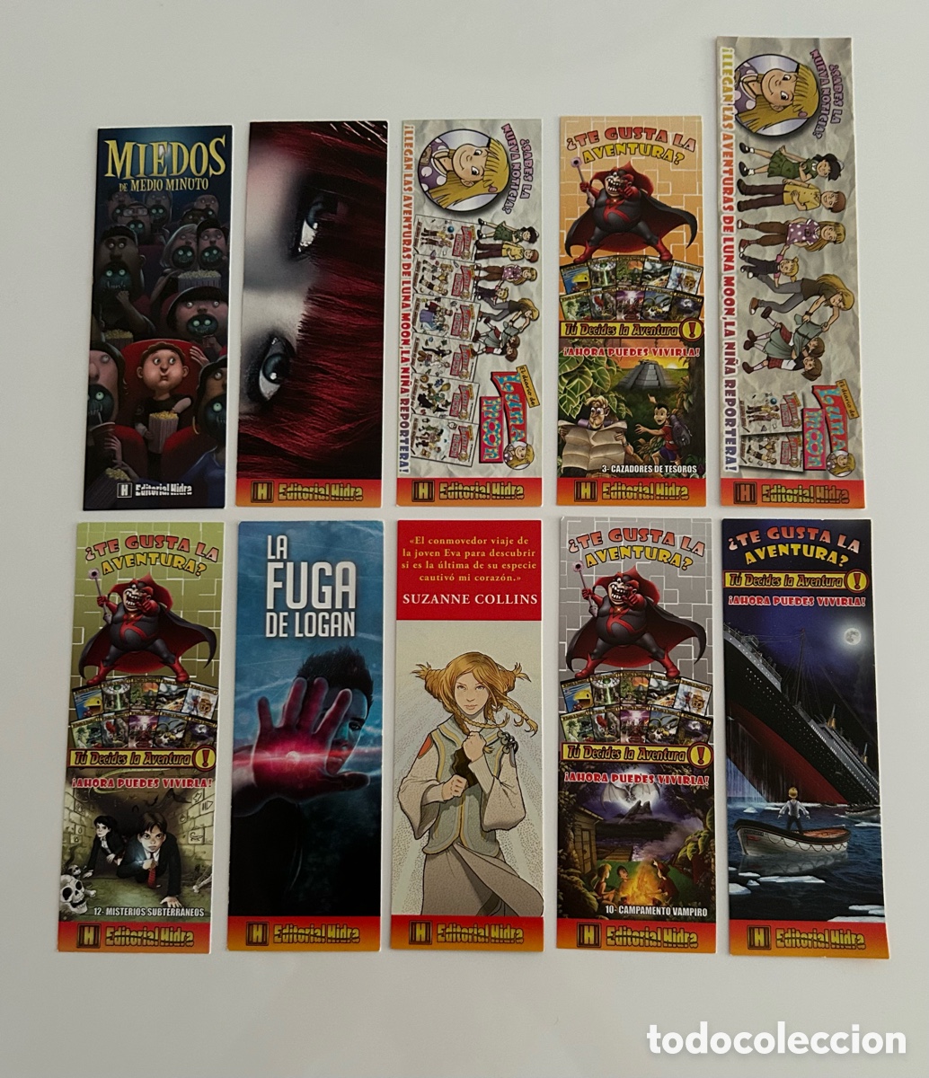 Collectionnisme Marque-pages: 10 MARCAP&Aacute;GINAS EDITORIAL HIDRA. &iquest;TE GUSTA LA AVENTURA? MIEDOS DE MEDIO MINUTO. LUNA ROJA. ENCLAVE