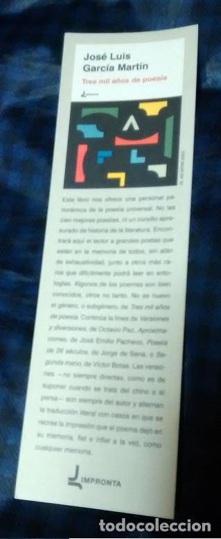 Collectables Bookmark: marcap&aacute;ginas tres mil a&ntilde;os poesia, editorial Impronta