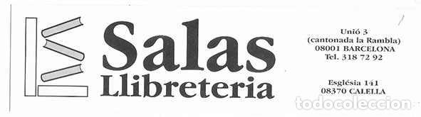 Coleccionismo Marcap&aacute;ginas: Marcapaginas. Salas llibreteria ( Uni&oacute; & Esgl&eacute;sia Calella )