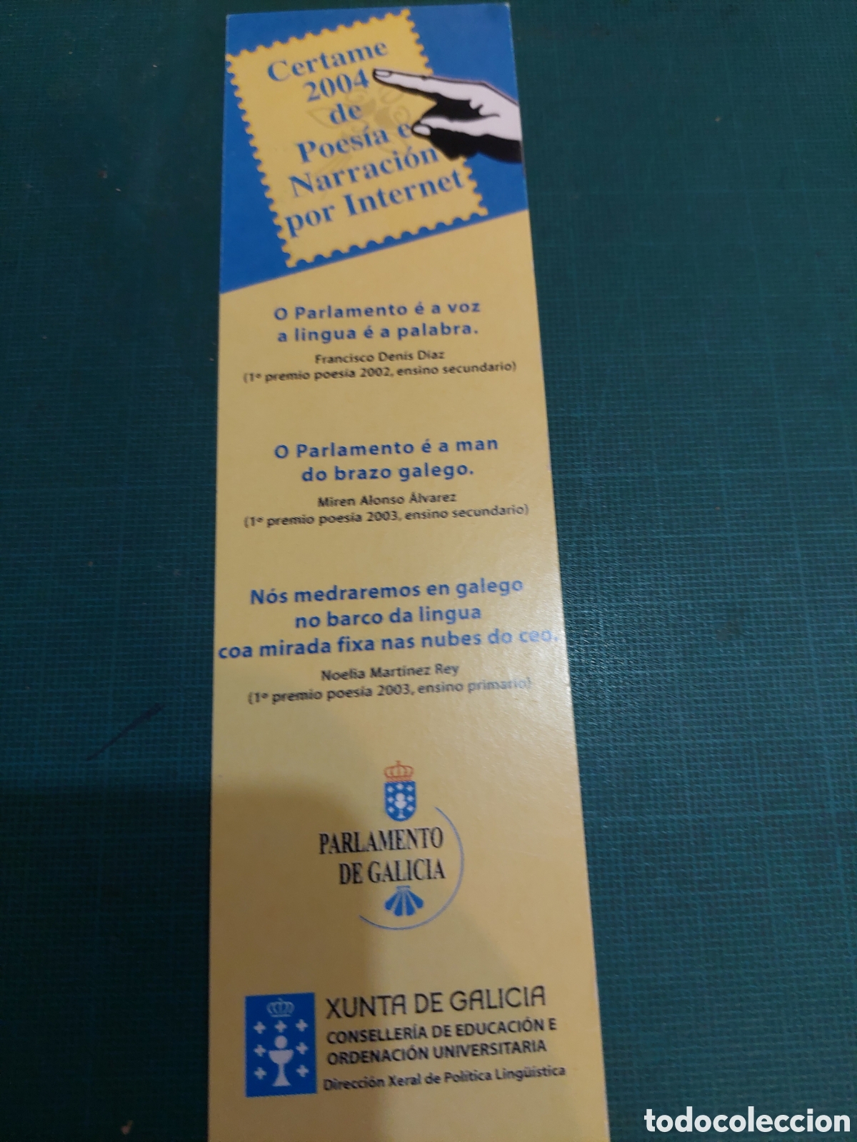 Sammeln von Lesezeichen: MARCAPAGINAS GALICIA CERTAME POESIA NARRACI&Oacute;N INTERNET PARLAMENTO GALICIA 2004