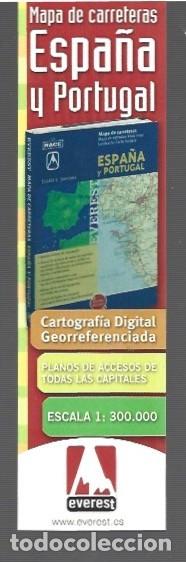 Collectionnisme Marque-pages: MARCAP&Aacute;GINAS EDICI&Oacute;N DE EVEREST MAPA DE CARRETERAS ESPA&Ntilde;A Y PORTUGAL
