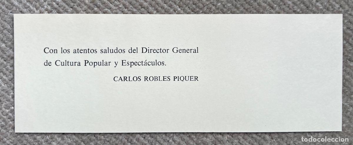 Coleccionismo Marcap&aacute;ginas: Raro marcap&aacute;ginas del Director General de Cultura Popular y Espect&aacute;culos - Carlos Robles Piquer