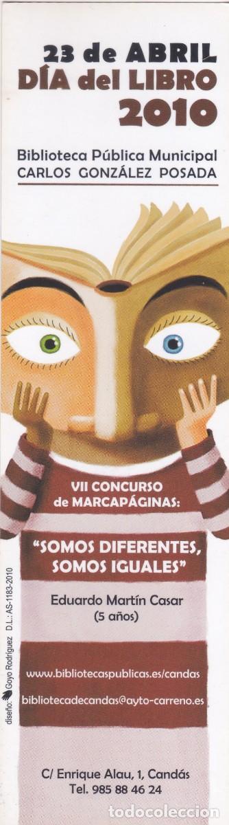 Collectables Bookmark: MARCAPAGINAS BIBLIOTECAS PUBLICAS. CANDAS (ASTURIAS). 23 DE ABRIL DIA DEL LIBRO 2010