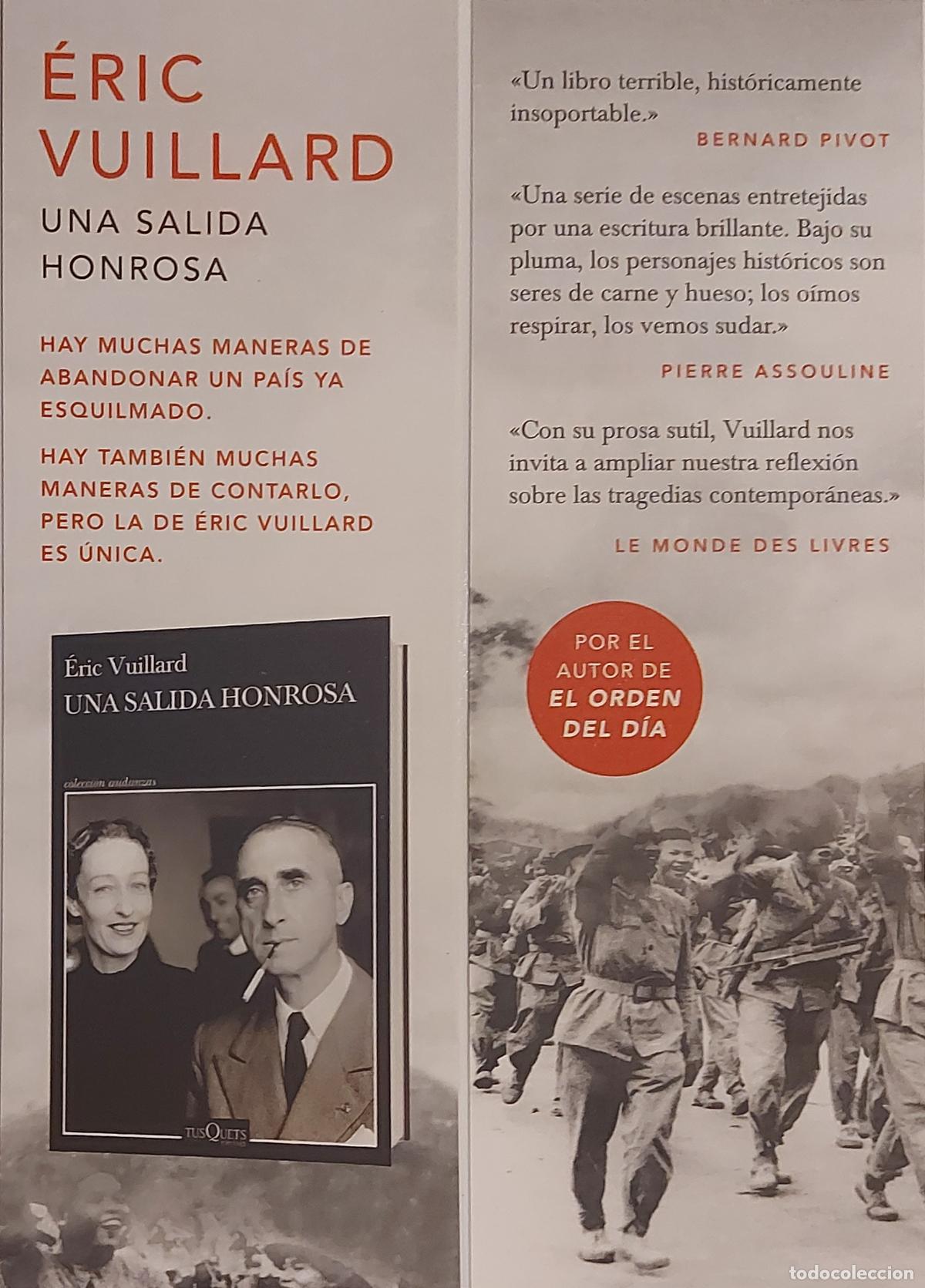 Coleccionismo Marcap&aacute;ginas: MARCAPAGINAS - TUSQUETS EDITORES - UNA SALIDA HONROSA - ERIC VUILLARD