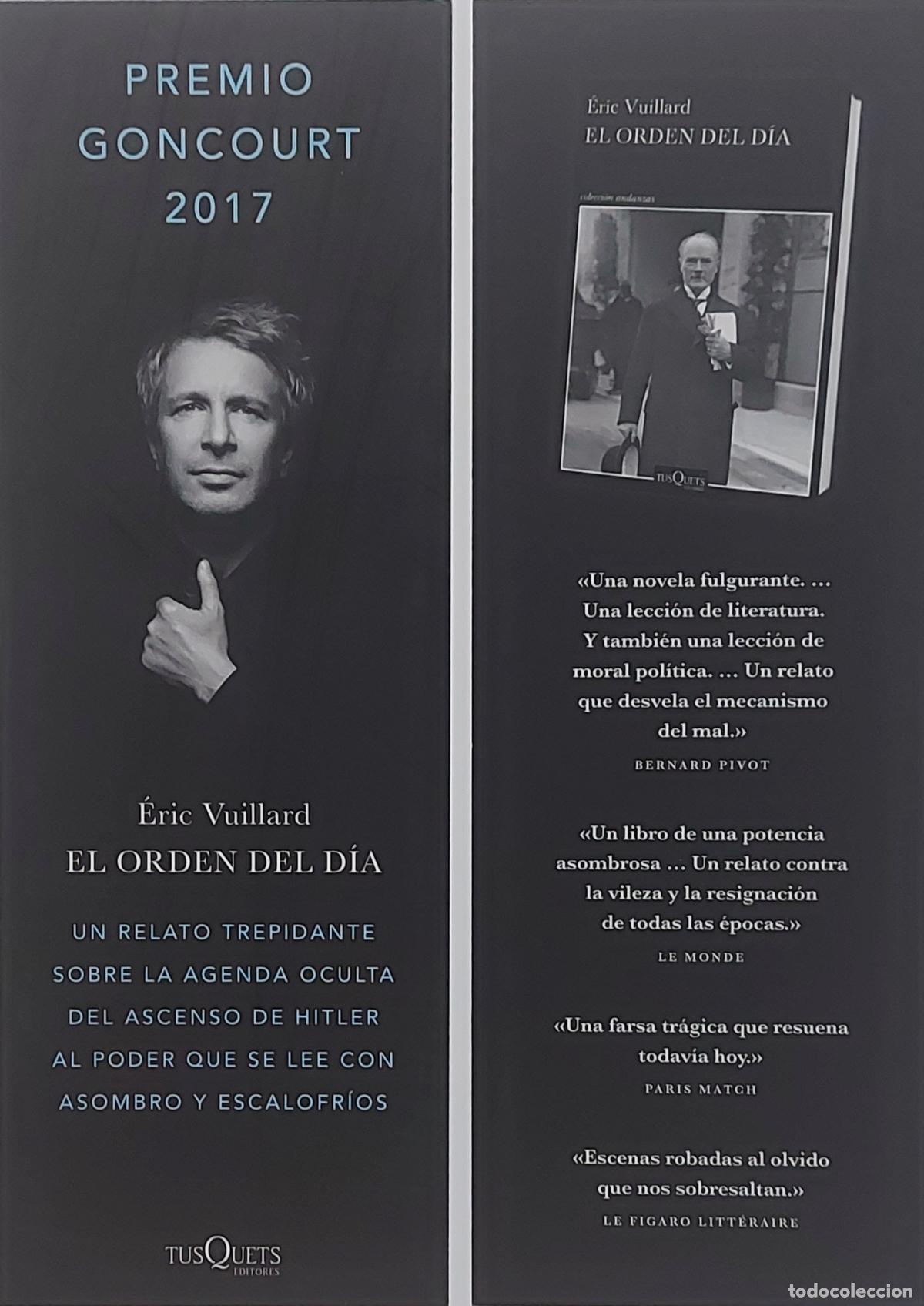 Coleccionismo Marcap&aacute;ginas: MARCAPAGINAS - TUSQUETS EDITORES - LA ORDEN DEL DIA - ERIC VUILLARD