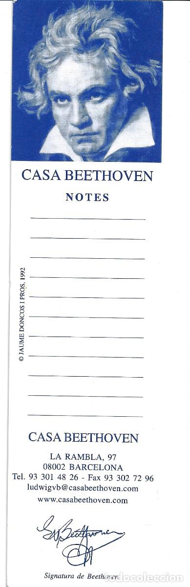 Coleccionismo Marcap&aacute;ginas: PUNTO DE LIBRO DEDICADO A LA CASA BEETHOVEN EN BARCELONA