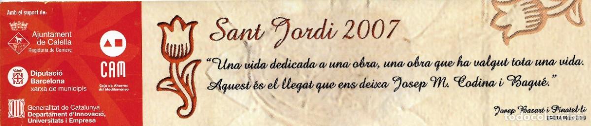 Coleccionismo Marcap&aacute;ginas: PUNTO DE LIBRO DEDICADO A SANT JORDI 2007, DE COMERCIOS DE CALELLA