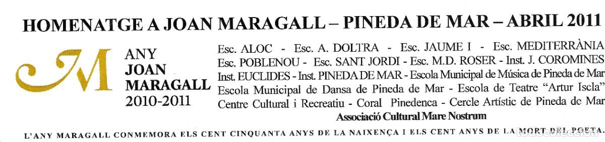 Coleccionismo marcap&aacute;ginas: PUNTO DE LIBRO DEDICADO AL A&Ntilde;O DE JOAN MARAGALL - Foto 1