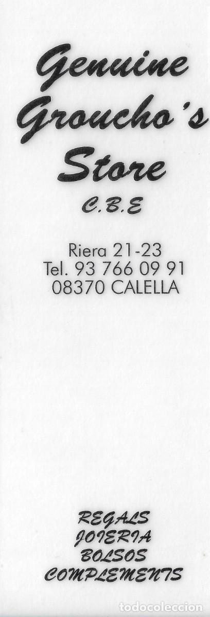 Coleccionismo Marcap&aacute;ginas: PUNTO DE LIBRO TRANSPARENTE DE LA TIENDA GENUINE GROUCHO'S STORE DE CALELLA,BARCELONA