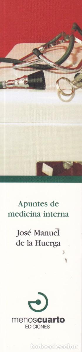 Coleccionismo Marcap&aacute;ginas: Marcapaginas editorial Menos cuarto Apuntes de medicina interna