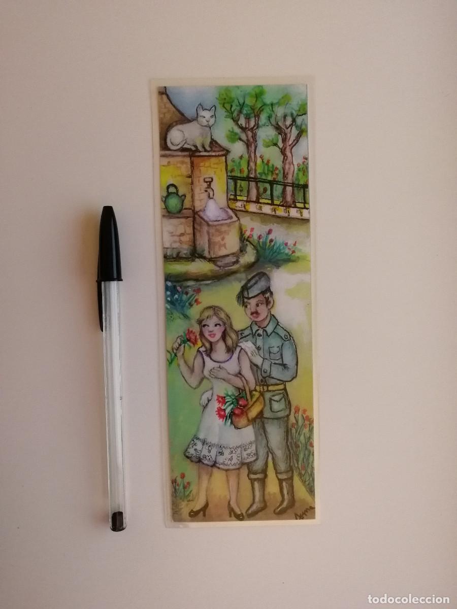 Coleccionismo Marcap&aacute;ginas: PUNTO DE LIBRO - MARCAPAGINAS - SOLDADO , CHICA Y GATO - ILUSTRADO - AVISMON