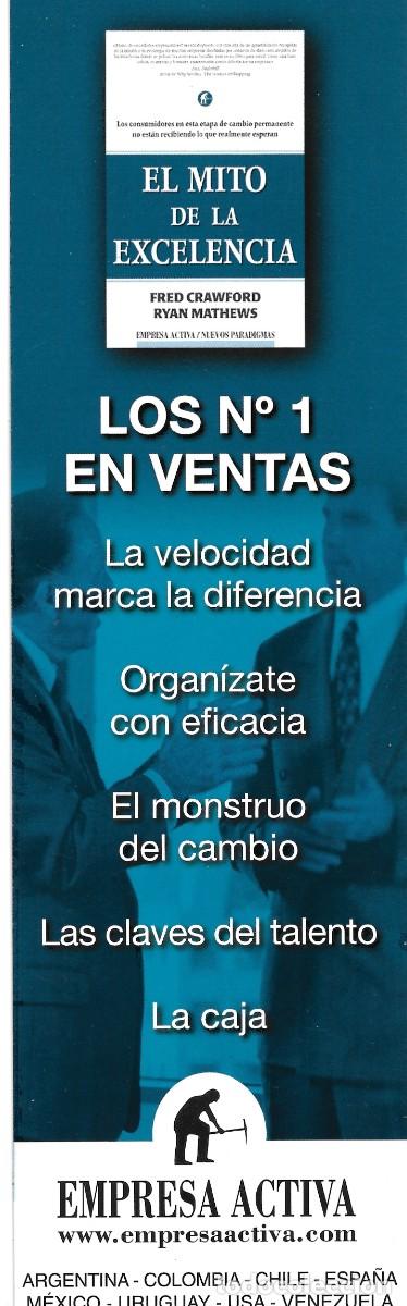 Coleccionismo marcap&aacute;ginas: PUNTO DE LIBRO QUE PROMOCIONA EL LIBRO EL MITO DE LA EXCELENCIA - Foto 1