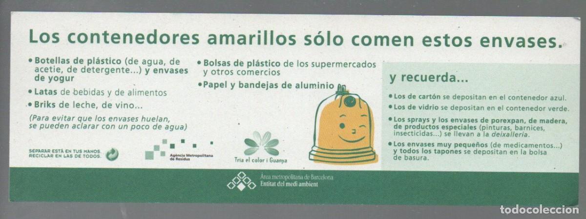 Coleccionismo marcap&aacute;ginas: MARCAPAGINAS, &iquest;QUE COMEN LOS CONTENEDORES AMARILLOS?. - Foto 2