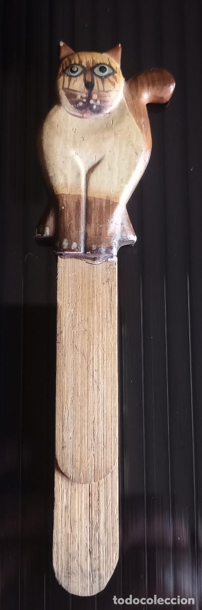 Coleccionismo marcap&aacute;ginas: MARCAP&Aacute;GINAS / PUNTO DE LIBRO - GATO DE MADERA - Foto 1