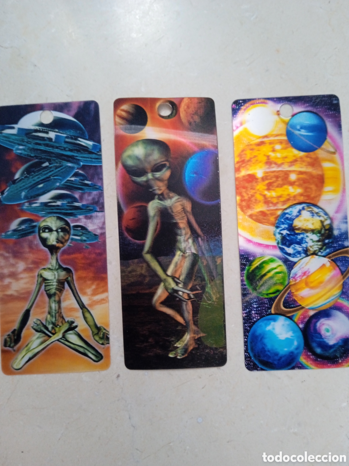 Coleccionismo marcap&aacute;ginas: Lote 3 marcap&aacute;ginas 3D alien&iacute;genas y planetas - Foto 1
