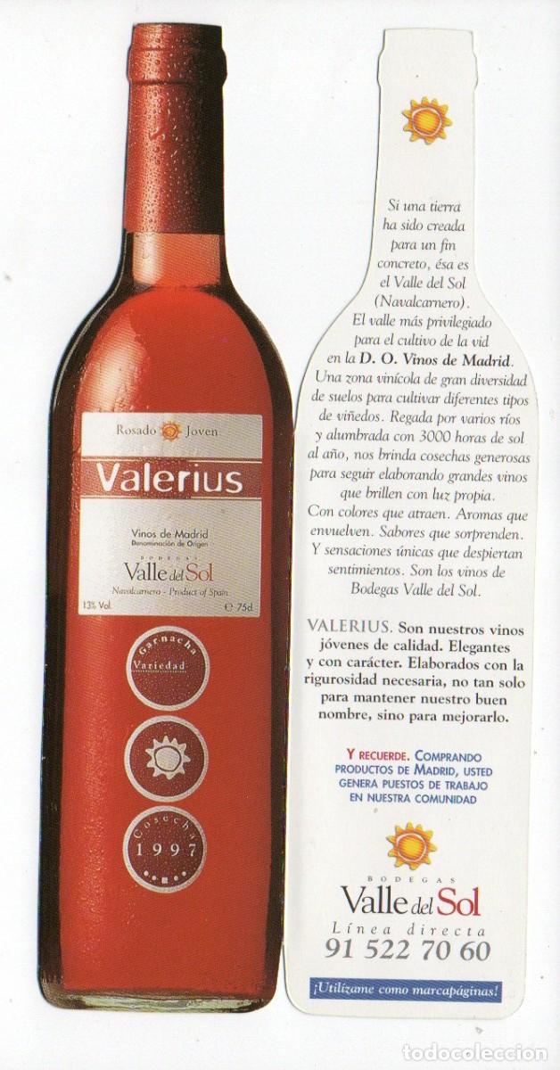 Coleccionismo marcap&aacute;ginas: MARCAPAGINAS TROQUELADO DIPTICO, FORMA DE BOTELLA, VALERIUS - BODEGAS DEL SOL. - Foto 2