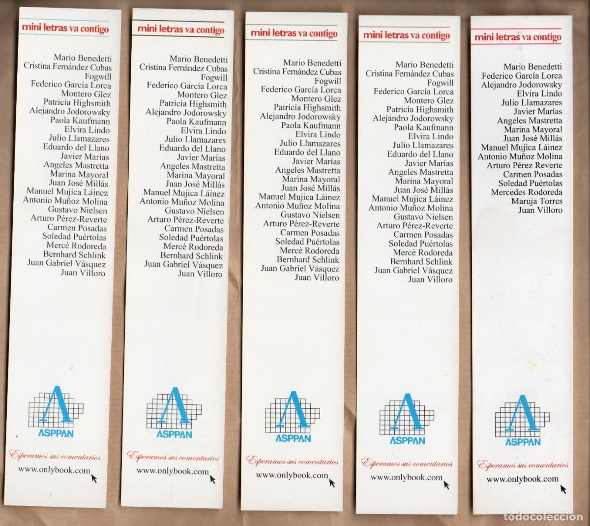Coleccionismo marcap&aacute;ginas: 5 MARCAPAGINAS, MINI LETRAS H KLICZKOWSKI. ASPRAN. - Foto 2