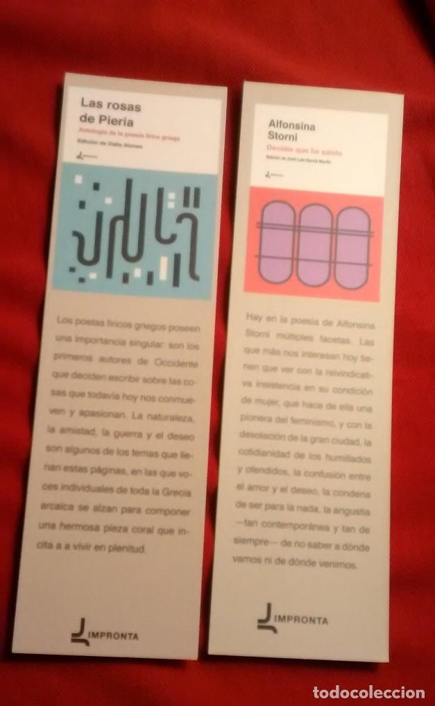 Coleccionismo marcap&aacute;ginas: doble marcapaginas poes&iacute;a, editorial Impronta - Foto 1