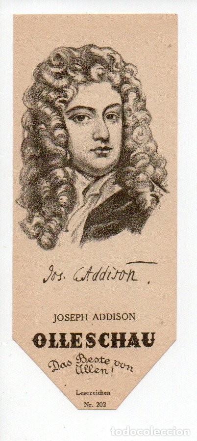Collectables Bookmark: MARCAPAGINAS ANTIGUO, PAPEL DE FUMAR OLLESCHAU N&ordm; 202 - JOSEPH ADDISON. LESEZEICHEN. SIGNET.