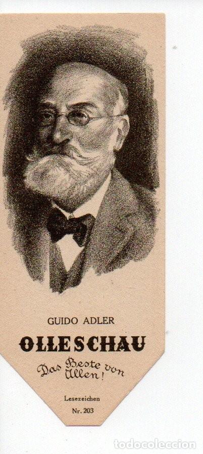 Collectables Bookmark: MARCAPAGINAS ANTIGUO, PAPEL DE FUMAR OLLESCHAU N&ordm; 203 - GUIDO ADLER. LESEZEICHEN. SIGNET.
