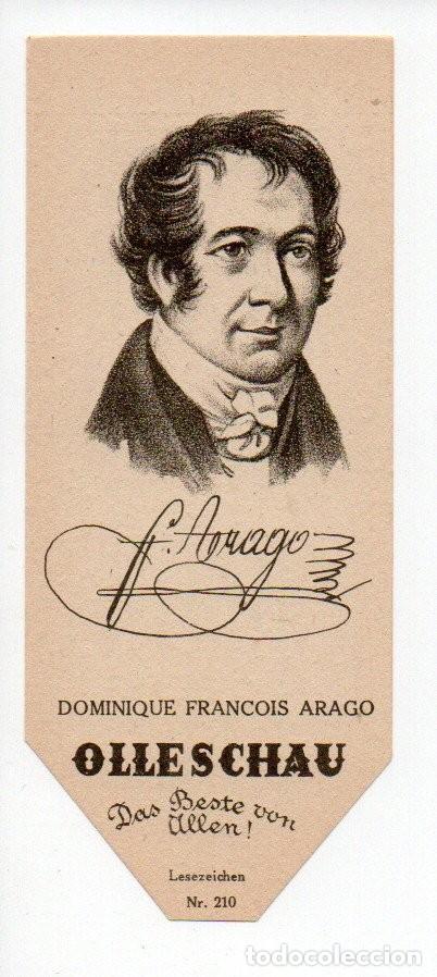 Collectables Bookmark: MARCAPAGINAS ANTIGUO, PAPEL DE FUMAR OLLESCHAU N&ordm; 210- DOMINIQUE FRANCOIS ARAGO. LESEZEICHEN. SIGNET